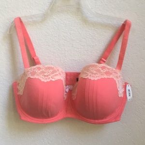 Pink with off white lace Adoreme bra size 44G. NWT